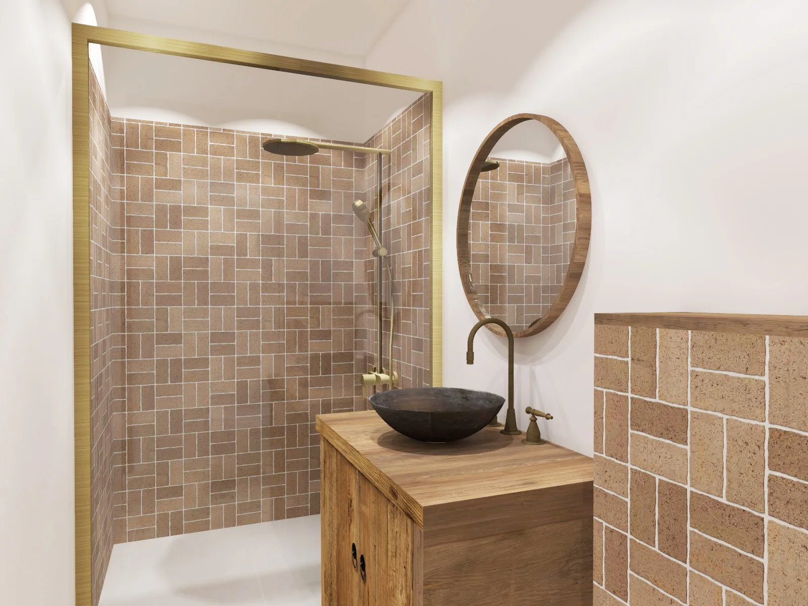 Salle de bain aménagé par un architecte d'intérieur style bohème