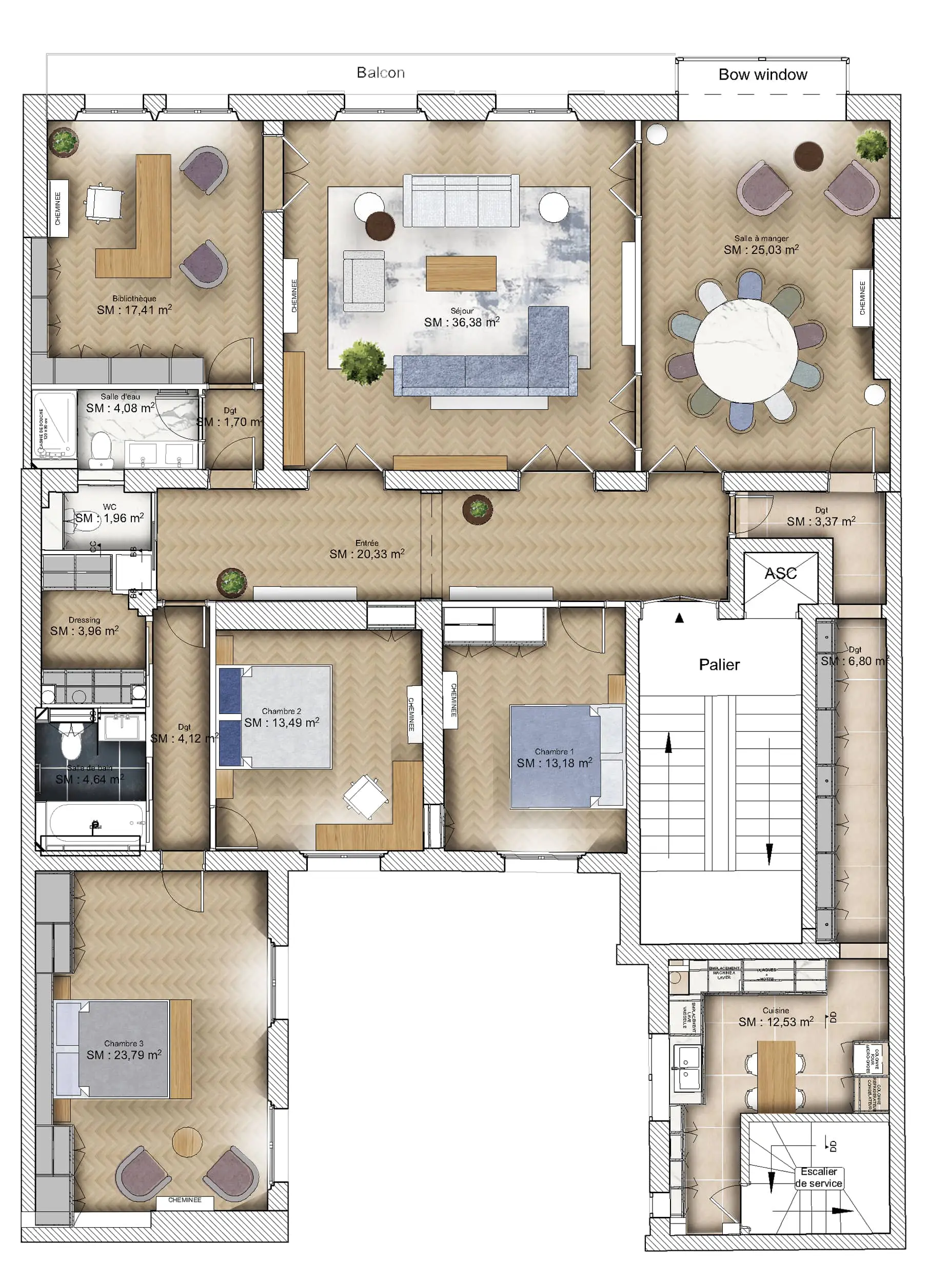 Plan appartement par architecte d'intérieur