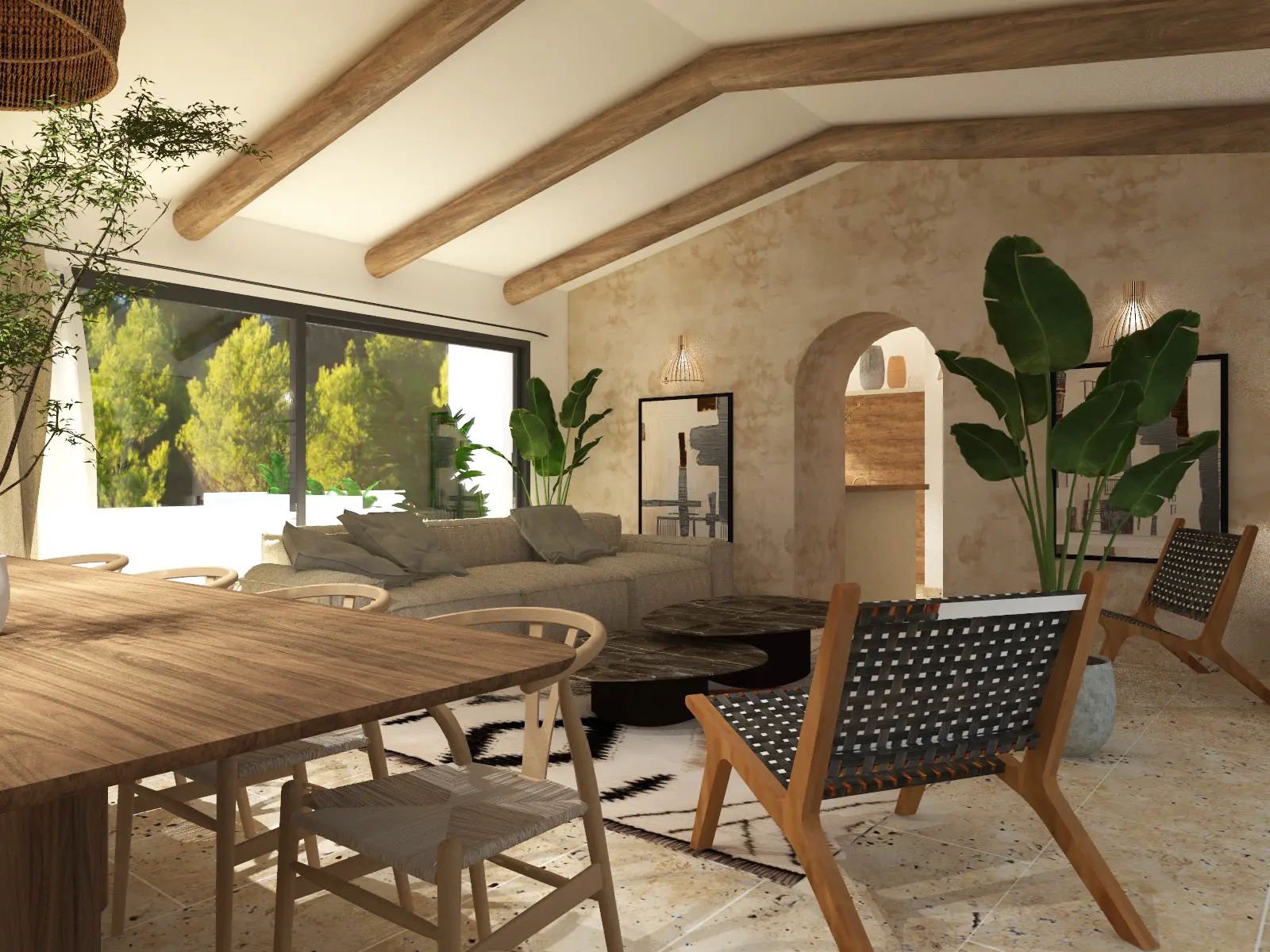 Salon aménagé par un architecte d'intérieur style bohème