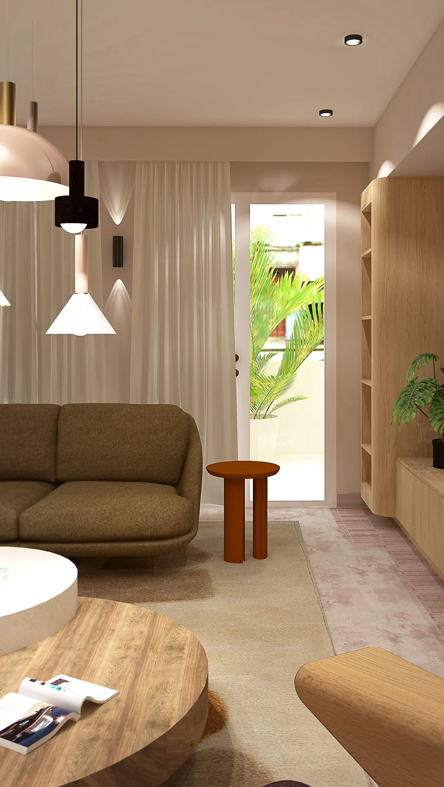 vue sur salon ,projet de rénovation complète d'un appartement de 90 m2 dans le 8 ème arrondissement Marseillais. 